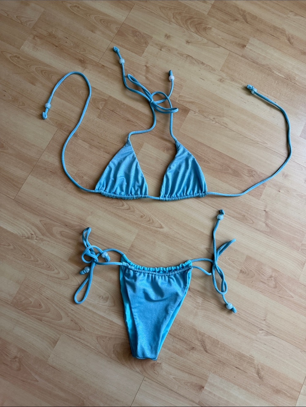 VDM Topaz Reversible Blue Side Tie String Triangle Bikini Set